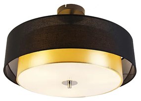 Nowoczesna lampa sufitowa czarna ze złotem 50 cm 3-światła - Drum Duo