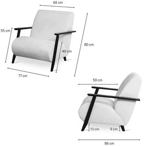 Kremowy drewniany fotel tapicerowany - Kadion 4X