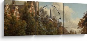 Obraz - Jan van der Heyden, View Down a Dutch Canal, reprodukcje (z zegarem) (90x30 cm)