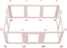Boksu Wykotowy SucceBuy dla Psa, 154 x 100 x 60 cm, Skrzynka Wykotowa dla Szczeniąt, z Przezroczystymi Oknami i Zamkiem, Jasnoróżowa Ramka