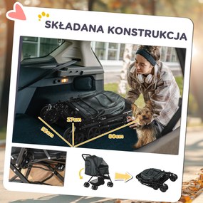 Outsunny Wózek dla Psa Składany Oxford Tkanina do 20kg | Aosom PL