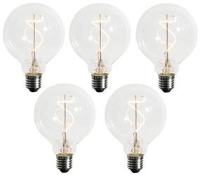 Zestaw 5 Żarówka LED E27 z przyciemnianiem, spiralny filament G95 4W 270lm 2200K