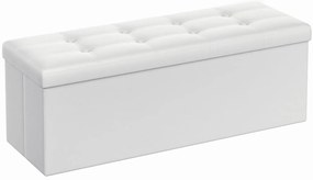 Biała pufa skórzana z guzikami C1-P37