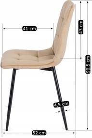 Krzesło Tapicerowane do Jadalni PERU Beżowe Welurowe Nowoczesne Loft