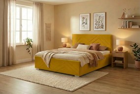 Łóżko CINDY 120x200 cm Żółty Z materacem