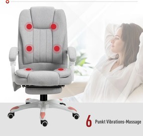 Vinsetto Ergonomiczny fotel biurowy Fotel biurowy z masażem Regulowane siedzisko Maksymalne obciążenie 120kg Szary | Aosom PL