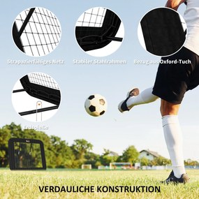 HOMCOM Rebounder Piłkarski Składana Bramka Odbijająca Siatka do Baseballu Koszykówki Metal Czarny 128x118x108-120cm | Aosom PL