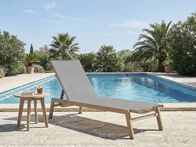 Aluminiowy leżak z efektem drewna "Elysia" - jasnoszary