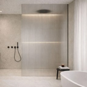 Ścianka prysznicowa ryflowana ARTE WELLE XXL Clear szkło transparentne ryflowane | Różne rozmiary : Kolor profili kabiny - chrom / srebrny, Rozmiar - 110 x 300 cm