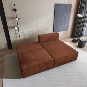 Masseno Narożnik FIORO z funkcją spania i pojemnikiem na pościel Narozniki L, Rozkładana sofa - Brązowy, TILIA 52