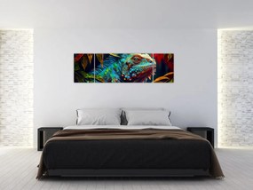 Obraz - Kolorowa iguana (170x50 cm)