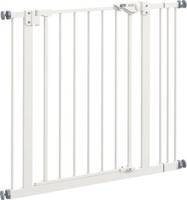 PawHut Bramka Ochronna dla Psów, Absperrgitter, Bramka dla Zwierząt, Metal, Tworzywo Sztuczne, 74-87 cm, Biały