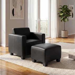 Fotel z otomaną Moncalieri,  czarny