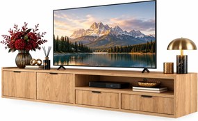 Długa wisząca szafka RTV 200 cm hikora naturalna A1-D68