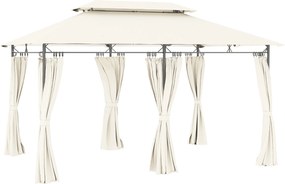 Outsunny Pawilon ogrodowy z podwójnym dachem, 6 boków, wodoodporny, do ogrodu i tarasu, 4x3 m, kremowo-biały | Aosom PL