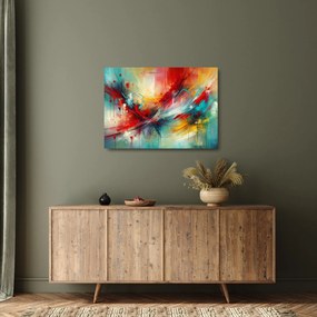 Obraz na szkle – Abstrakcja z czerwienią (70x50 cm)