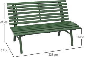 Outsunny Ławka ogrodowa Ławka parkowa z laskami, odporna na warunki atmosferyczne, aluminium, 123 x 67 x 79 cm, Zielony