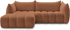 Pomarańczowy narożnik z materiału bouclé (lewostronny/z szezlongiem) Azra – Bobochic Paris