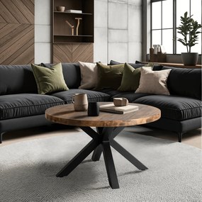 Stolik Kawowy LINCOLN 80 cm Dąb Rustykalny/Czarny Loft