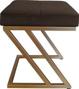 Pufa ZETA tkanina Welur loft ławka podnóżek metal : Kolor Stelaża - Złoty, Kolor tkaniny - VELVET - MG05, Typ tkaniny - Velvet