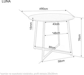 PROMOCJA Okrągły stół jadalny z blatem w dekorze dębu LUNA 90x90 II. jakość