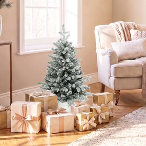 HOMCOM Mini choinka 90 cm z 296 końcówkami gałązek i efektem śniegu w donicy, mini choinka stołowa do domu i biura, Biały | Aosom PL