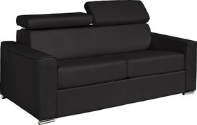 Kanapa 4-osobowa rozkładana typu express ze skóry bawolej w kolorze czarnym - pow. spania 160 cm - Materac 18 cm VIZIR
