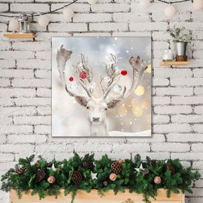 Obraz Canvas Biały Renifer Święta Bombki