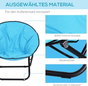 Outsunny Krzesło Składane Kempingowe Ogrodowe Metal Tkanina Oxford Niebieskie 80x80x75cm | Aosom PL