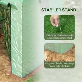 Outsunny Szklarnia foliowa szklarnia na wczesną uprawę, odporna na warunki atmosferyczne, z rolkowymi drzwiami, 200 x 200 x 140 cm, Zielony