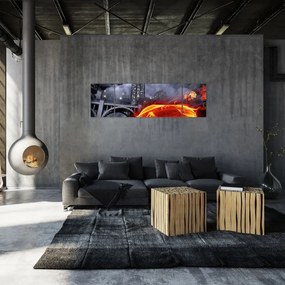 Obraz płonącego samochodu (170x50 cm)