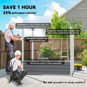 Outsunny Metalowy Schowek Ogrodowy, Stal Ocynkowana, Zamknięcie, Prosta Montaż, 142 x 184 x 165/181 cm, Szary