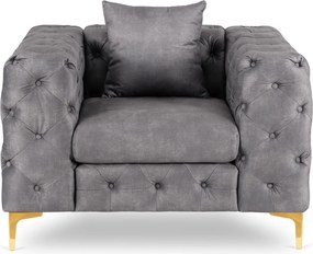 Fotel Wypoczynkowy SORRENTO 1S Szary Welurowy Nowoczesny Glamour