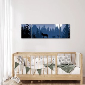 Obraz - Wataha wilków pod księżycem w pełni (170x50 cm)