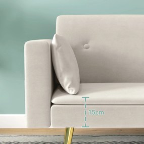 HOMCOM 2-osobowa sofa do spania, regulowane oparcie, miękkie poduszki, pokrycie w wyglądzie aksamitu, do salonu, pokoju gościnnego, Beżowy | Aosom PL