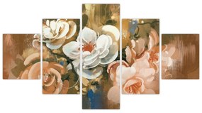 Obraz- Malowany bukiet kwiatów (125x70 cm)