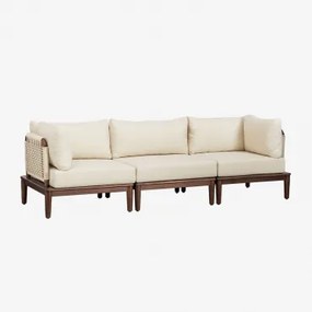 Giulia 3-częściowa Modułowa Sofa Ogrodowa Z 2 Fotelami Narożnymi W Kolorze Akacji Kremowa - Sklum