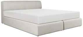 Zestaw łóżko kontynentalne z zagłówkiem + stelaż z oświetleniem LED + materac - 160 x 200 cm - Tkanina - Szary - OTARU marki YSMÉE