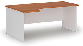 Narożne biurko PRIMO WHITE, 180x120 cm, lewe, biały/czereśnia
