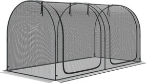 Outsunny 2,49 x 1,2 m Siatka ogrodowa, namiot ochronny na rośliny z drzwiami, siatka przeciw szkodnikom z ramą stalową, Czarna