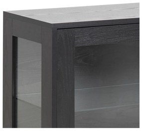 Czarna witryna w dekorze jesionu 140x82 cm Angus – Actona
