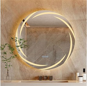 Lustro łazienkowe ścienne, lustro toaletowe LED, lustro podświetlane anty-parujące, lustro podłączone, 3 ekrany dotykowe, 60x60cm
