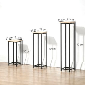 Outsunny Zestaw 3 Stojaków na Rośliny Stalowe Układane w Stos Brąz i Czarny Oszczędność Miejsca 21x21x509070cm | Aosom PL