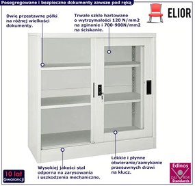 Jasnoszara szafka biurowa z półkami - Iberia