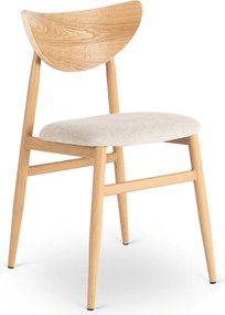 Krzesło Tapicerowane z Drewna Giętego BRAGA Dąb/Krem Retro