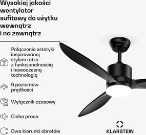 Klarstein SkyBreeze Smart 132cm 27W Wentylator sufitowy z oświetleniem Czarny