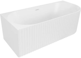 Mexen Gia wanna wolnostojąca narożna ryflowana lewa 170 x 80 cm, biała mat, przelew biały - 52701708001L-20