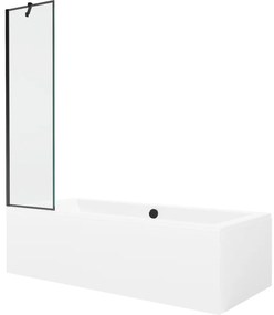 Mexen Cube wanna prostokątna 170 x 80 cm z obudową i parawanem 1-skrzydłowym 50 cm, czarny wzór - 550517080X9505007070
