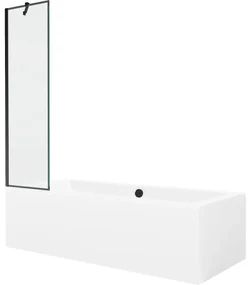 Mexen Cube wanna prostokątna 170 x 80 cm z obudową i parawanem 1-skrzydłowym 50 cm, czarny wzór - 550517080X9505007070