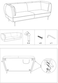 Sofa dwuosobowa ISEE, z podłokietnikami